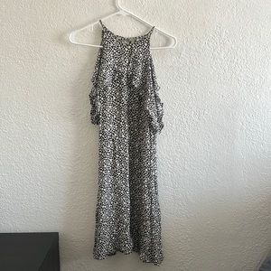 Zara ruffle black and white floral dress